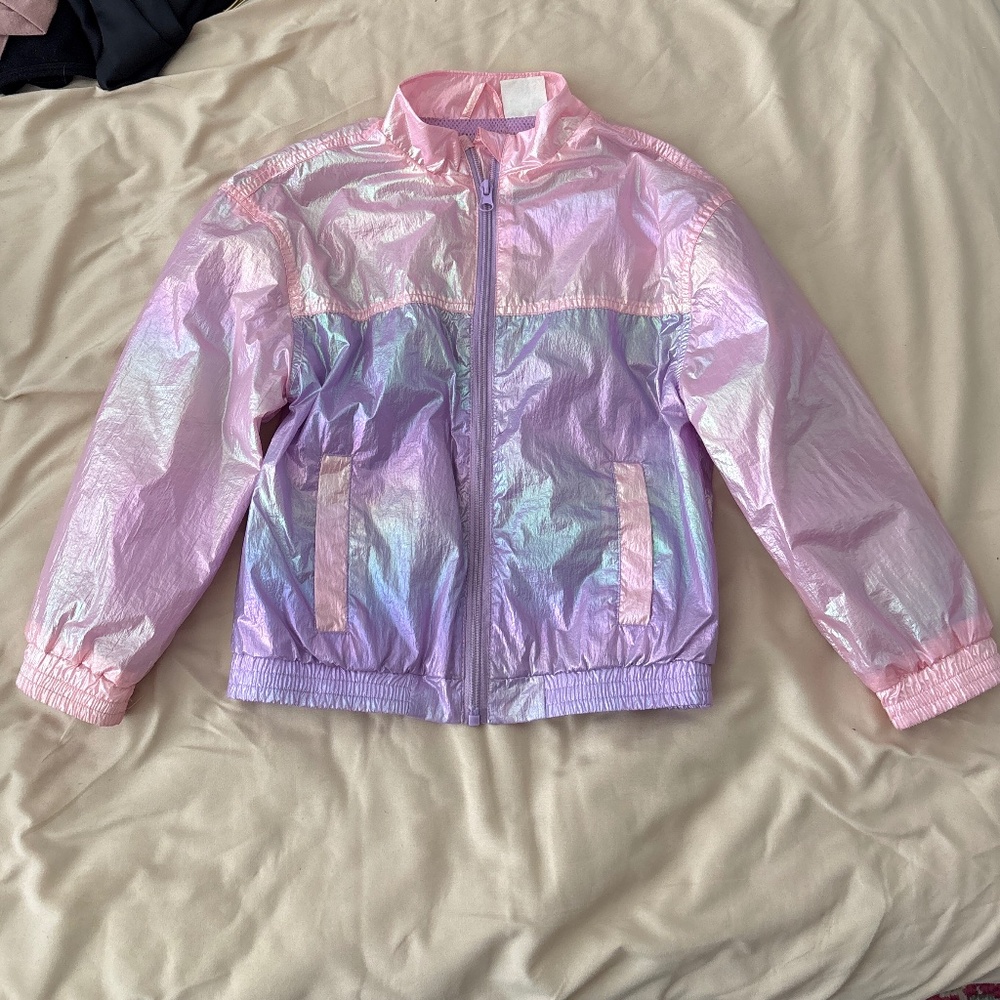 Cotton On Shimmery Pink Purple Windbreaker Jacket Size 5-6